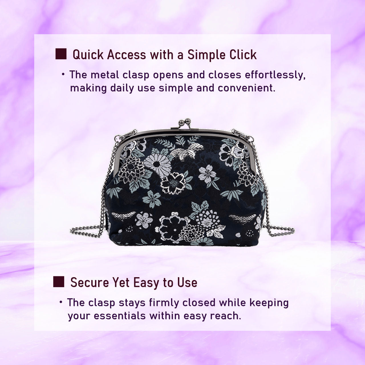 TSUMUGI Shoulder Bag - KIKU-Black